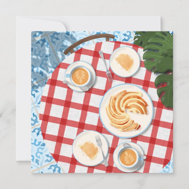 Kuchen und Kaffee für zwei Personen Einladung (Vorderseite)