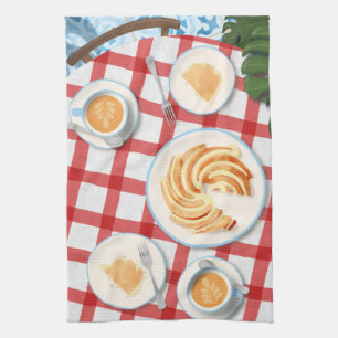 Kuchen und Kaffee für zwei Personen Geschirrtuch