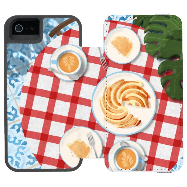 Kuchen und Kaffee für zwei Personen Incipio iPhone Geldbeutel-Hülle (Folio Geöffnet)