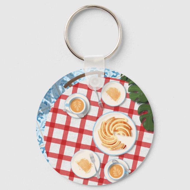 Kuchen und Kaffee für zwei Personen Schlüsselanhänger (Vorderseite)