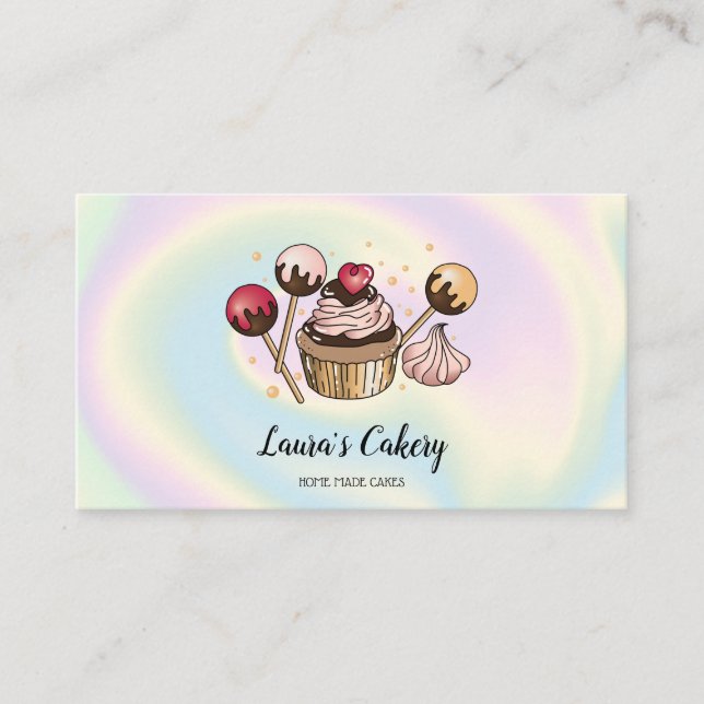 Kuchen und Süßigkeiten Cupcake Holographic Bäckere Visitenkarte (Vorderseite)