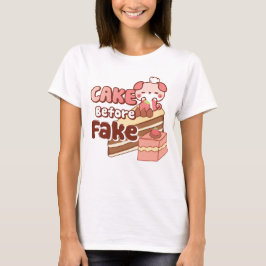 Kuchen vor dem Fake Niedlich rosa T - Shirt