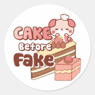 Kuchen vor Fake Puffi Runder Aufkleber