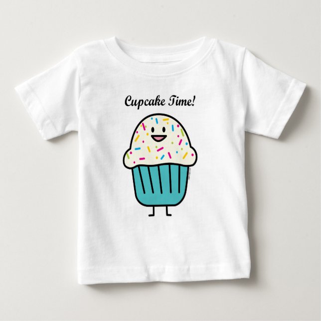 Kuchen-Zeit mit besprüht süßen Nachtischfondant Baby T-shirt (Vorderseite)