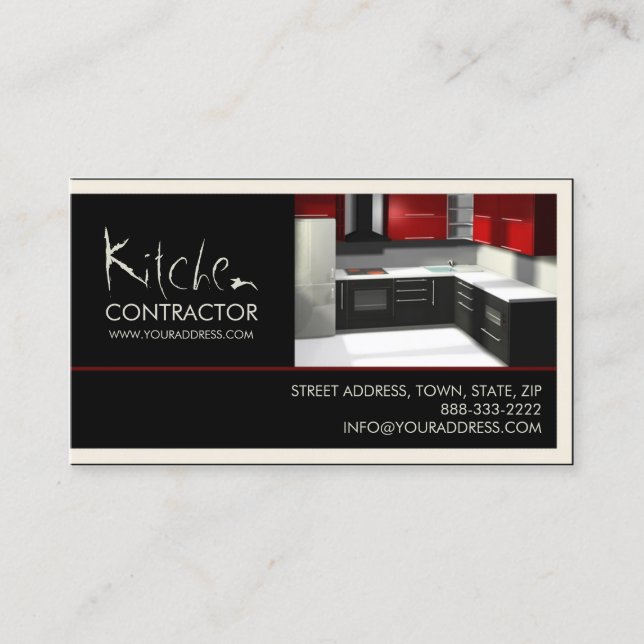Küchenauftragnehmer Cabinetry White Black Card Visitenkarte (Vorderseite)