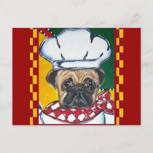 Küchenchef Pug Postkarte