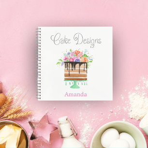 Kuchendesigns  Wasserfarben-Blumen-Kuchendesigns Notizbuch