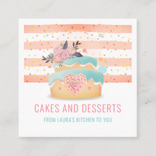 Kuchengebäck Koch Aquarell Business Card Quadratische Visitenkarte