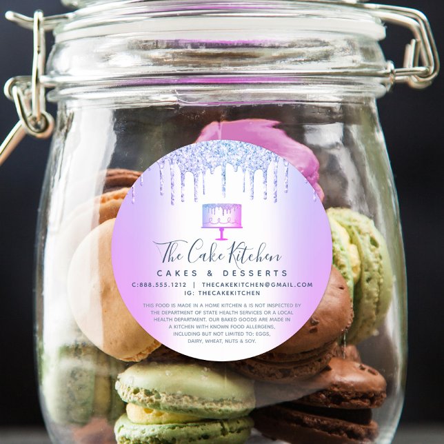 Kuchengebäck Koch Lila Glitzer Tropfen Recht Runder Aufkleber (Von Creator hochgeladen)