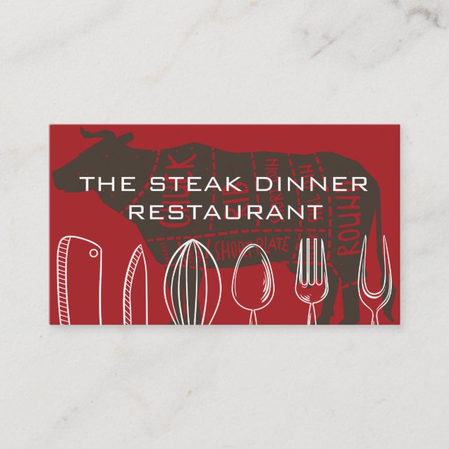 Küchengeschirr | Steak House Visitenkarte (Vorderseite)