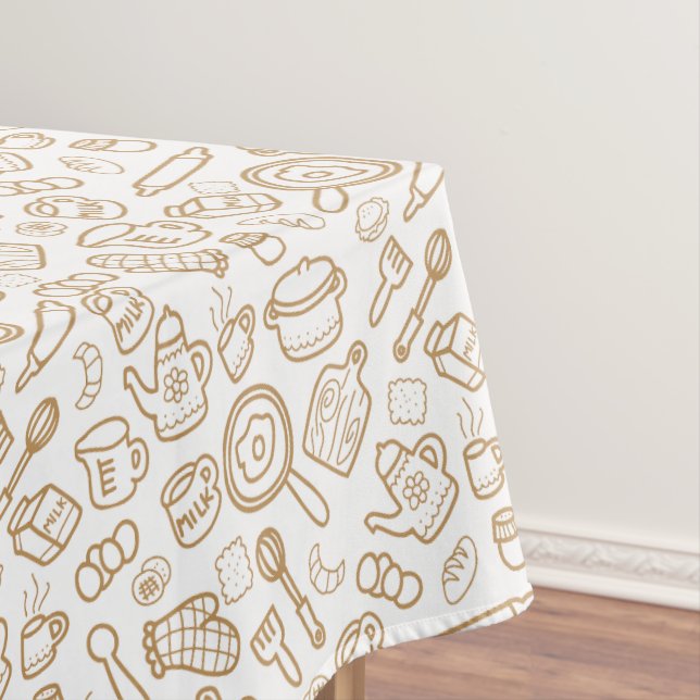 Küchengeschirr White Brown Tischdecke (Beispiel)