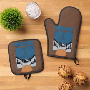 Küchenhandschuh-Set mit Schneekugel-Manique Ofenhandschuh & Topflappen-Set