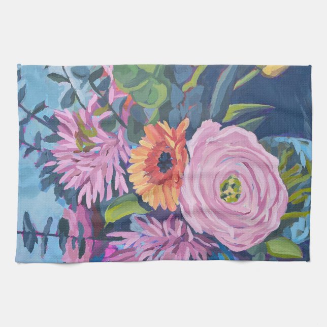 Küchenhandtuch mit einem farbenfrohen Bouquet aus  Geschirrtuch (Horizontal)