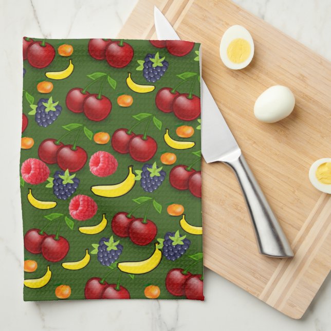 Küchenhandtuch mit Früchten Geschirrtuch (Viertel Falte)