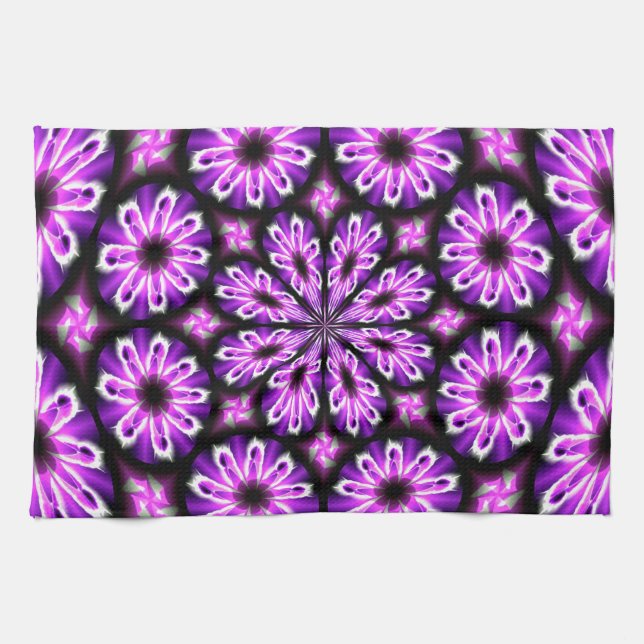 Küchenhandtuch mit lila schwarzem Abstract Design Geschirrtuch (Horizontal)