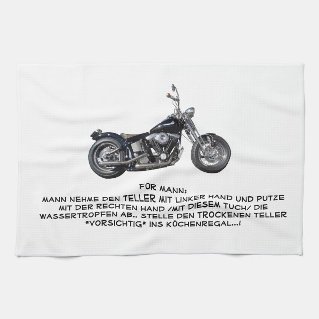 küchenhandtuch mit motorrad und text küchentuch (Horizontal)