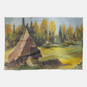 Küchenhandtuch und Hayes bemalt Chalet auf dem See Geschirrtuch