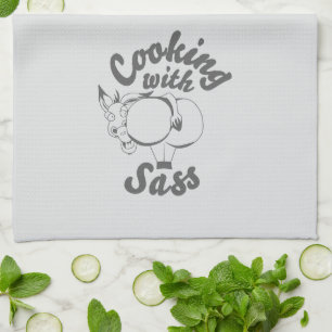 Küchenhandtuch weiches Grau mit Sass beim Kochen Geschirrtuch