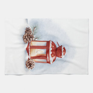 Küchenhandtücher mit roter Laterne und glühender K Geschirrtuch