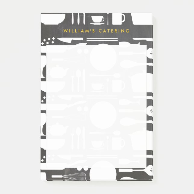 Küchenkollektion im Chalkboard Hintergrund Post-it Klebezettel (Vorderseite)