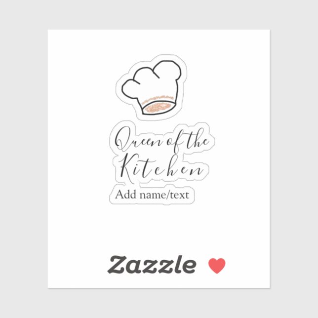Küchenkönigin Chef kochen Name Krone  Aufkleber (Blatt)