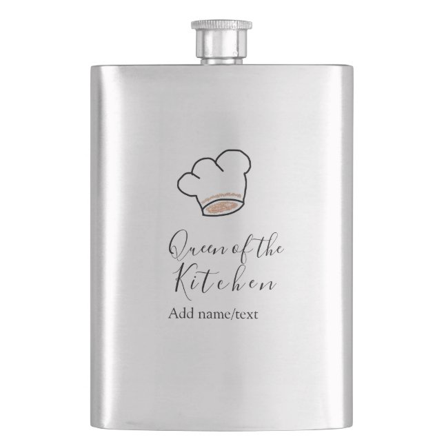 Küchenkönigin Chef kochen Name Krone  Flachmann (Vorderseite)