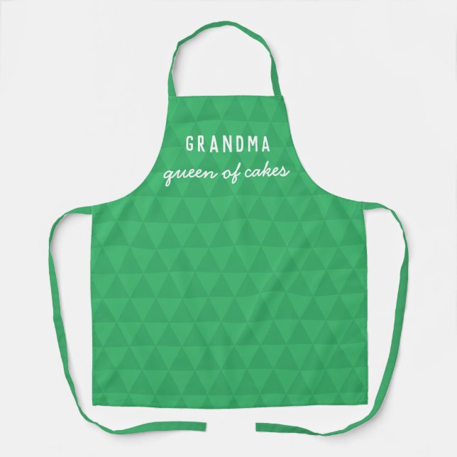 Kuchenkönigin | Individuelle Name Slogan Green Oma Schürze (Vorderseite)
