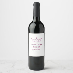 Küchenkönigin Mauve Krone Koch Chef Name Weinetikett