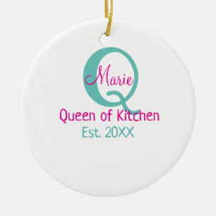 Küchenkönigin Monogramm grün pink einfach minima Keramik Ornament