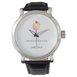 Kuchenkuchen Silhouette weiß Armbanduhr