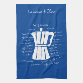 Küchenkunst Italienische Espresso-Kaffeekanne blau Geschirrtuch