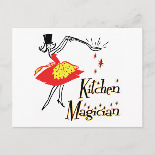 Küchenmagier Retro-Kochen Kunst Postkarte