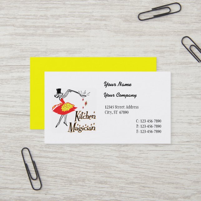 Küchenmagier Retro-Visitenkarte Visitenkarte (Vorderseite/Rückseite Beispiel)