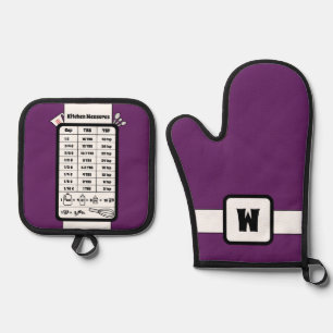 Küchenmesshelfer in Aubergine Ofenhandschuh & Topflappen-Set