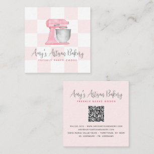 Küchenmixer Blush Pink QR-Code Karo Bakery Quadratische Visitenkarte