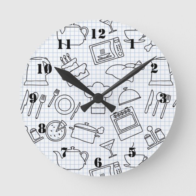 Küchenmuster 4 runde wanduhr (Vorderseite)