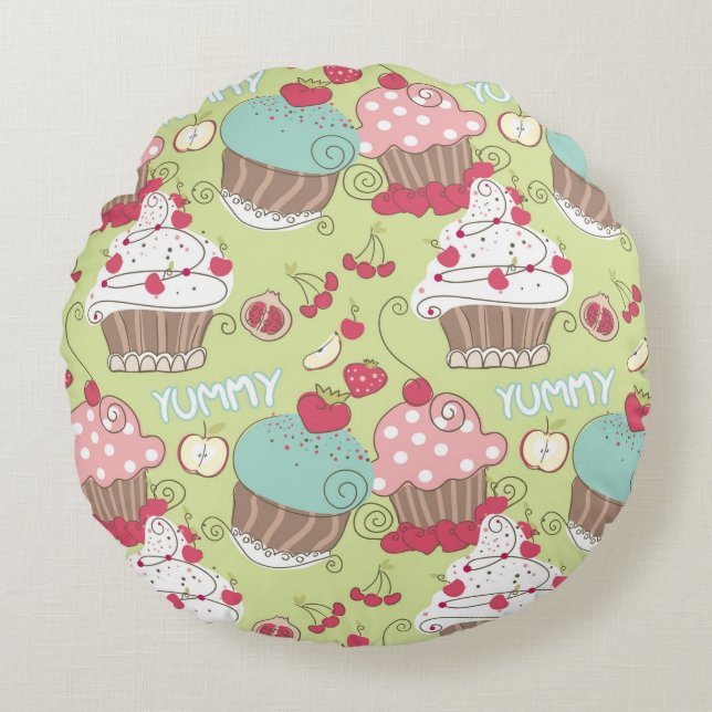 Kuchenmuster Rundes Kissen (Vorderseite)