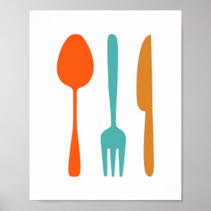 Küchenposter im Mid-Century-Modern-Stil Utensilien Poster