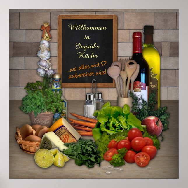 Küchenposter mit Deinem Namen Poster (Vorne)