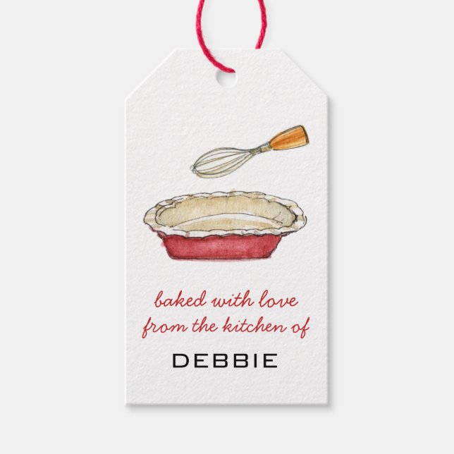 Kuchenschale und weiße Illustrationsanhänger Geschenkanhänger (Vorderseite)
