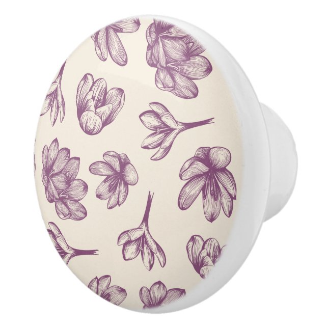 Küchenschrank-Drehknopf: Blumen und Burgandy Keramikknauf (Rechts)