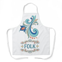 Küchenschürze mit folkloristischem Blumenmuster