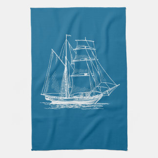 Küchentuch Blaues Segelschiff Schiff nautisch