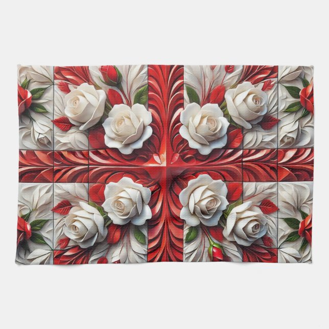 Küchentuch mit englischer Rose Design (Horizontal)