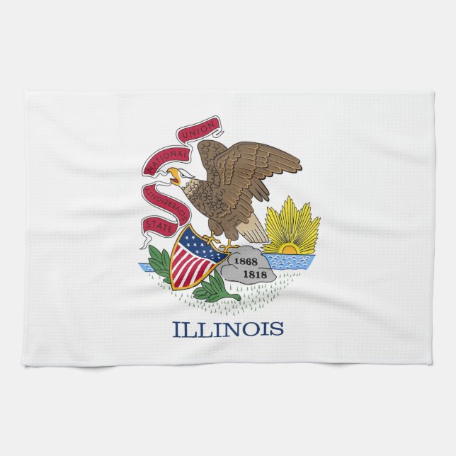 Küchentuch mit Fahne von Illinois, USA. (Horizontal)