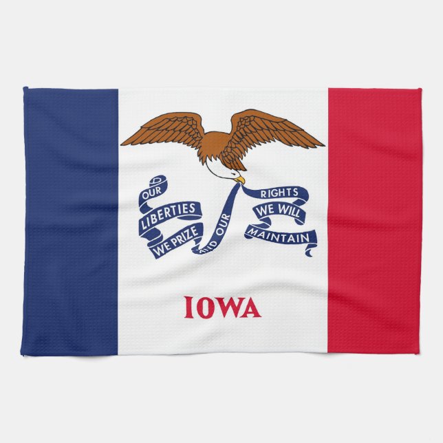 Küchentuch mit Fahne von Iowa, USA. (Horizontal)