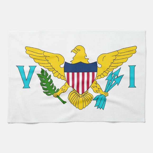 Küchentuch mit Flag der Jungfrau Islands, USA. (Horizontal)