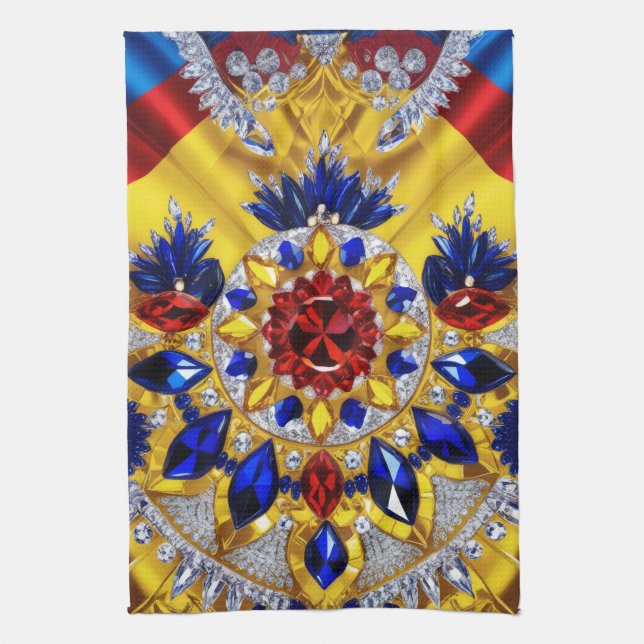 Küchentuch mit rumänischen Farben Design (Vertikal)