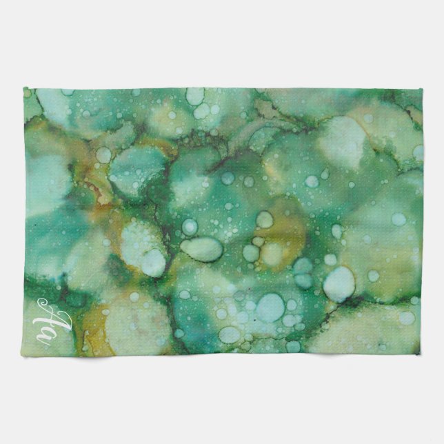 Küchentücher "Colorburst Green Golds Inkblot" (Horizontal)