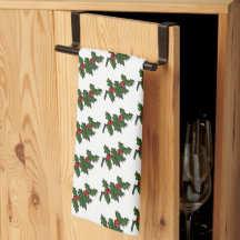 Küchentücher - Holly-Blätter und Berries